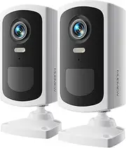 [MUBVIEW] Security Cameras Wireless Outdoor - 2 Pack Outdoor Camera Wireless 2K Battery Powered Security Camera Outdoor & Indoor, WiFi Home Camera with Spotlight/Siren/AI Motion Detection/2-Way Talk