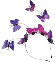 [COLLBATH] Butterfly Headband for Women Butterfly Fascinator Headpiece Hair Accessory for Tea Parties Garden Events and Special Occasions Lightweight and Comfortable Wear Purple