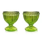 Green Glass Easter Egg Cup for Soft or Hard Boiled Egg Holder - Set of 2 Egg ...