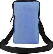 Cell Phone Belt Clip Holster for Men, Cell Phone Shoulder Bag with Strap, Outdoor Travel Zipper Cellphone Shoulder Messenger Bag Smartphone Waist Pack Pouch Pocket with Belt Loop Carabiner Hook