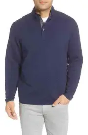 Tommy Bahama Men's T223090 Quilt To Last Snap Sweater Ocean Deep M.