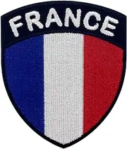 [EmbTao] France Shield Flag Patch Embroidered Applique Iron On Sew On French National Emblem