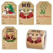 200PCS Self Adhesive Christmas Labels, Wrapping Labels Christmas Name Stickers