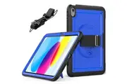 iPad 10th Gen 10.9 inch 2022 Drop Protection Frosting-Anti-Slip Case with Screen Protector & Shoulder Strap-DarkBlue