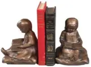 Bookends Young Girl Reading Traditional Hand Painted OK Casting USA Made