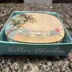 Keller Charles Melamine Hors D' Oeuvres Plates Set Of 6 Beach Chairs Palm Trees