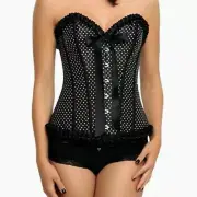Pinup Polka Dot Corset Black & White Burlesque