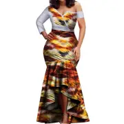 Spring Dashiki Lace Patchwork African Dress for Women W250190