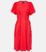 [Simone Rocha] Simone Rocha Ruffled cotton tulle midi dress AU 14 red