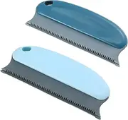 2 Pack Pet Hair Remover - Dark & Light Blue Reusable Lint Brush for Dog/Cat Fur on Carpets, Sofas & Laundry, Fabric Hair Removal Tool with Ergonomic Handle