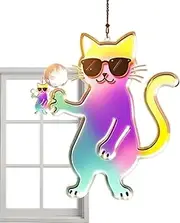 Cat Sun Catcher for Window | Pet Hangable Decor - Acrylic Decoration Colorful Wall Art for Living Room Kitchen Garden Window Panels