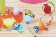 Tropical Drinks Art Glass Wine Glass Party Charms With Beads Set of 6 - 53789