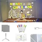 Hello Luno Magic Board, Helloluno Led Drawing Board, Illuminated Acrylic Notepad with Adjustable Stand, Clear Drawing Plank with Light, 12 Colors Pen, 3 Sizes (11.8 * 7.87in)