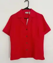 NWT ~ CHICO’S Sanibel Mirabella Linen Shirt Top Sz 0 Red Short Sleeve Button Up