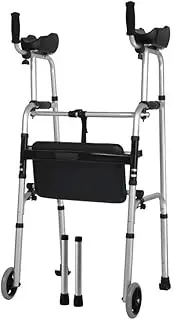 Folding Rollator Walking Frame Armrest Walking Frame Foldable Adjustable Height Elderly Disabled Exercise Tool (Color : Black) Interesting