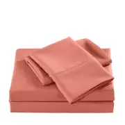 Casa Decor 2000 Thread Count Bamboo Cooling Sheet Set Ultra Soft Bedding - King - Peach