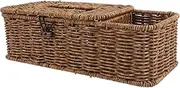 TINEASUR Multi-use Tissue Holder Tissue Box Holder Imitation Rattan Tissue Storage Napkin Dispenser Compact Paper Box Desktop Organiser