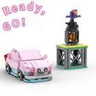 Kirby Super Star Pink Racing Car MOC Building Blocks Kid Creative Assembly Model