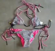 New BEACH BUNNY Too Close Triangle S Top Skimpy Bikini XL Bottom Set