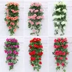 18 Heads Vine Silk Hanging Garden Decor Artificial Vine Plant Fake Rose Flowers