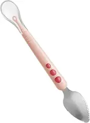 Gatuida Double Head Food Spoon Silicone Fruit Puree Scraping Spoon for Toddlers