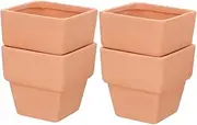Milisten 4pcs Red Pottery Square Flower Pot Decorative Succulent Planters for Indoor Home Desktop Decoration Cactus and Plants Brighten Up Your Space