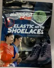 Elastic No-Tie Shoelaces by Diagonal One (1 pair) Color Black NEW