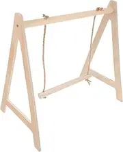 EXAOMBLE Parrot Wooden Swing Perch Durable Bird Playstand for Healthy Claw Maintenance Secure Structure for Bird Cages and Tabletops for Active Parrots