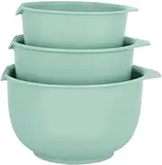 [Glad] Mixing Bowls with Pour Spout, Set of 3 | Nesting Design Saves Space | Non-Slip, BPA Free, Dishwasher Safe Plastic | Kitchen Cooking and Baking Supplies, Sage Green