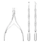 3 Pcs/Set Cuticle Trimmer with Cuticle Pusher and Scissors Set Cuticle Remover