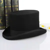 在飛比找蝦皮購物優惠-男女通用英國經典黑色总统帽平頂紳士帽子魔術師帽子