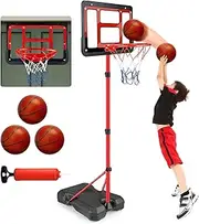 Boys Toy Gifts for 3 4 5 6 7 8 Years Old, Kids Basketball Hoop Adjustable Height 3.5FT-6.2FT, Mini Basketball Hoop for Kid Boys, Basketball Goal Toys Outdoor Indoor Game Gifts for Boys