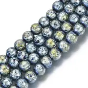 10 Blue Lava Beads 7mm Electroplated Stone Round Circle Bumpy Jewelry Supplies