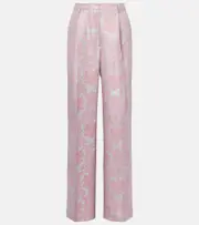 [Dries Van Noten] Dries Van Noten Floral jacquard straight pants AU 10 pink
