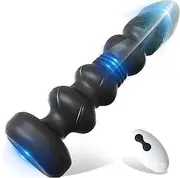 Thrusting Vibrating Prostate Massager Anal Butt Plug, Anal Male Adult Sex Toys for Men Women Couples, Remote Control Anal Dildo Vibrator, 10 Modes Anal Beads,Anal Training Sex Toy Game Play (Stripe)