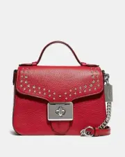 Coach Red Cassidy Top Handle Crossbody With Rivets New With Tags!