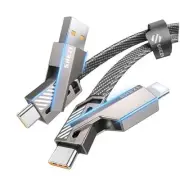 [Upgraded 2.0] 4-in-1 USB C Cable Lightning Cable MFI Certified 5FT Grey 60W