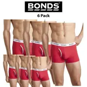 Mens Bonds Guyfront Trunk BULK 6 Pack Cotton Stretch Seamfree Red Sport MZVJ