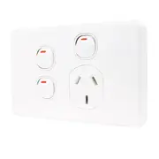 Clipsal Classic C2000 Series Single Powerpoint With 2 Extra Switches White - C2015XX-WE
