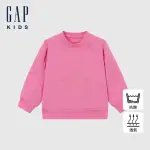 【GAP】兒童裝 LOGO小熊刺繡刷毛圓領大學T 碳素軟磨系列-粉色(641886)