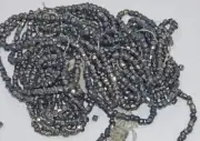 Tiny Micro Antique Metallic Silver Over Black Glass Beads Czech Seed 24bpi 4 Gr