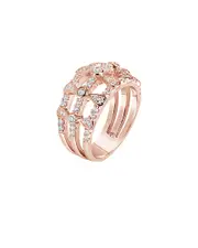 Suzy Levian Plated CZ Three Row Multi-Shape Ring