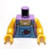 Lego - Minifigure Torso - Female, Purple, Blue Overalls, Pockets, Heart