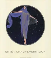 ERTE Moonlight 20" x 18" Poster 1992 Art Deco Blue, Black
