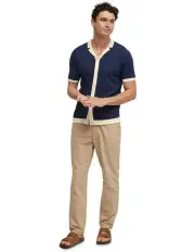 [Oxford] Cosmo Knitted Shirt in Navy/Ivory