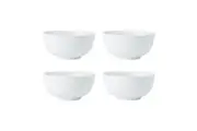 4pc Mikasa Chalk Kitchen Porcelain Cereal Bowl Tableware Dining Set, 14cm, White