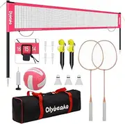 Olybeaka Easy Set Up Badminton & Volleyball Net Set System