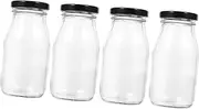 MAGICLULU 4pcs Milk Bottle Drinking Drink Bottle with Milk Jug with Screw Lid Milk Jug for Fridge Bottles Large Milk Container Lids Small Jugs Fridge Milk Jug with Lid Milk Jar Simple Glass