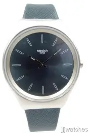 New Swiss Swatch Skin Irony SKINPETROL Green Leather Watch 38 mm SYXS121 $170
