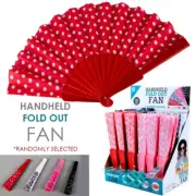 NEW Hand Held Fold out Fan Fabric Plastic Frame Wedding Events Decor 42cm